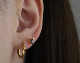 Onyx Earring Set Gift Stack Colour Gem Dainty Stud Earrings •  Tiny 18k Gold filled Hypoallergenic •  Simple Gift For Her