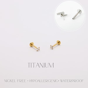 Boucles d'oreilles sans filetage labret à dos plat 16G/18G/20G Titane Sans nickel • Conque Tragus Labret Helix • Boucles d'oreilles de tous les jours