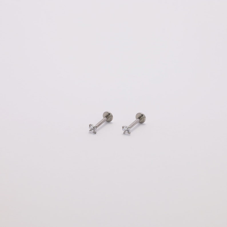 Threadless Push Pin Flat Back Labret 16G/18G/20G Stud Earrings Titanium Nickel Free Tragus Conch Labret Helix Conch Everyday Earrings image 7