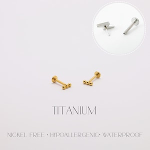 Boucles d'oreilles sans filetage labret à dos plat 16G/18G/20G Titane Sans nickel • Conque Tragus Labret Helix • Boucles d'oreilles de tous les jours