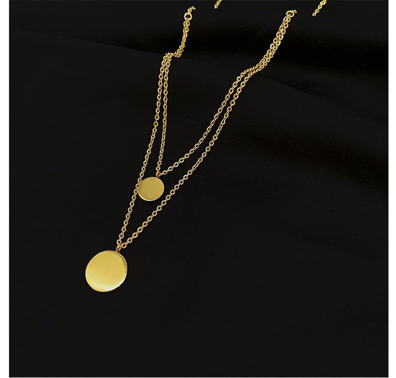 Gold Layered Pendant Necklace Double Circle Pendant Necklace Etsy