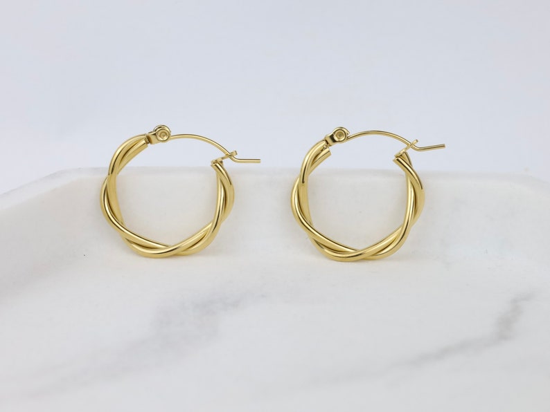 Twist Gold 18k Gold Hoop Earrings Hypoallergenic Titanium - Etsy