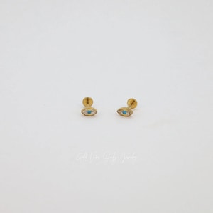 18G Screw back Bee Gold Stud Back Solid 925 Silver Stud  • Tragus Conch Labret Helix Conch Lobe Flat Back•  Hypoallergenic •  Stud Earring
