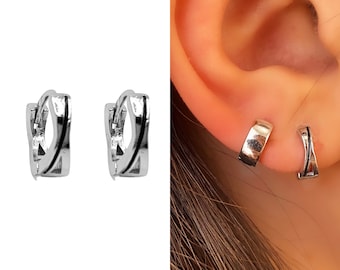 Tiny Hoop Earrings • 14k Gold Dainty Earrings • Huggie Hoops Earrings •  Patterned Earrings • Minimalist Earrings • Gift for Her