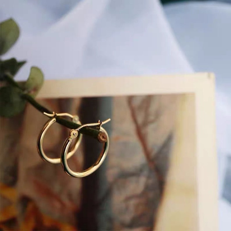 Titanium Gold Hoops Hypoallergenic 18k Gold Hoop Earrings Simple Everyday 18k Gold Nickel Free Minimalistic Chic Dainty image 4