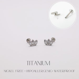 Boucles d'oreilles sans filetage labret à dos plat 16G/18G/20G Titane Sans nickel • Conque Tragus Labret Helix • Boucles d'oreilles de tous les jours