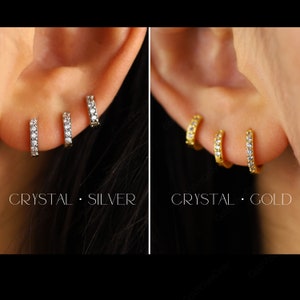 ハギー フープ CZ イヤリング • 14k ゴールド パヴェ デリケート イヤリング • ハギー フープ イヤリング • イヤリング フープ