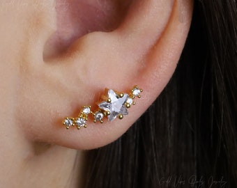 Screw Back Stud Earrings  •  Everyday Dainty Earrings  • Earring Stack  • 18k Gold Tragus Conch Helix  • Gift For Her  • Stud Earring