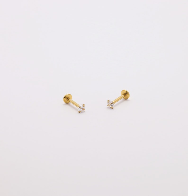 Threadless Push Pin Flat Back Labret 16G/18G/20G Stud Earrings Etsy