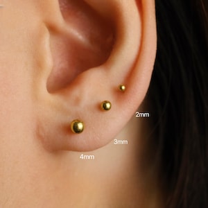 Boucles d'oreilles sans filetage labret à dos plat 16G/18G/20G Titane Sans nickel • Conque Tragus Labret Helix • Boucles d'oreilles de tous les jours