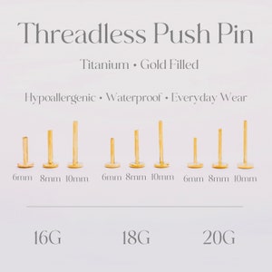 Threadless Push Pin Flat Back Labret 16G/18G/20G Stud Earrings Titanium Nickel Free Tragus Conch Labret Helix Conch Everyday Earrings image 8