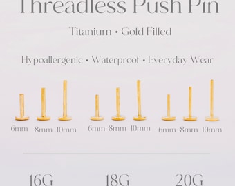 Threadless Push Pin Flat BACKINGS 16G/18G/20G Stud Earrings Titanium Nickel Free • Tragus Conch Labret Helix Conch •