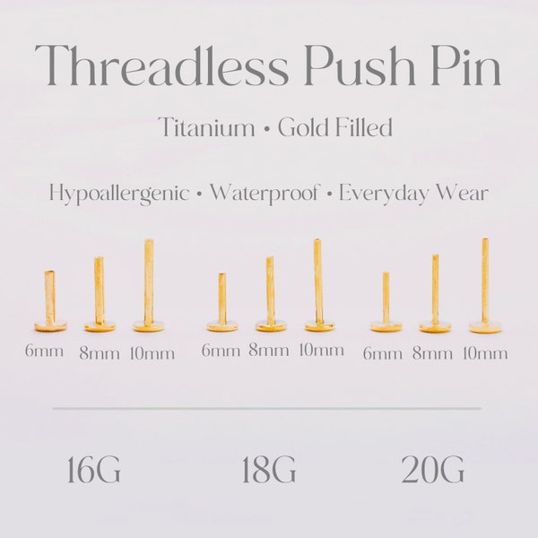 Threadless Push Pin Flat BACKINGS 16G/18G/20G Stud Earrings Titanium Nickel Free • Tragus Conch Labret Helix Conch •