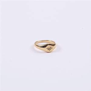 Star Signet Gold •  Ring Dainty Band Minimalist • Stackable Simple Minimalistic • Titanium 18k Gold