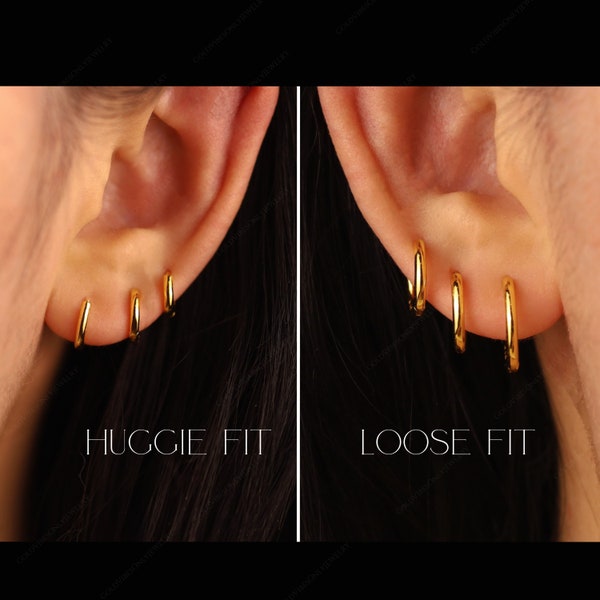 Aretes de aro pequeños • Aretes delicados rellenos de oro de 14k • Aretes de aro Huggie • Aretes estampados • Aretes minimalistas • Regalo para ella