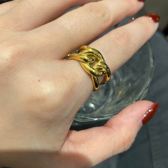 Thick Chain Ring Gold • Chunky Statement Ring 18k… - image 6