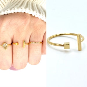 Thin Gold Band •  Dainty 18k Ring • Open Ring Delicate • Simple Stackable • Tiny Gold Dainty •  Minimalistic