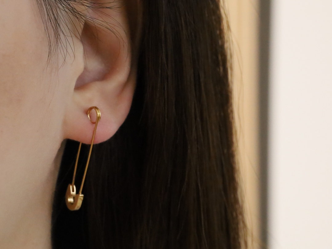 Buy Safety Pin Gold Earring Unisex Couples Earrings Online in India Etsy