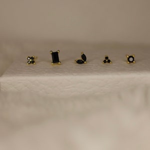 Onyx Earring Set Gift Stack Colour Gem Dainty Stud Earrings •  Tiny 18k Gold filled Hypoallergenic •  Simple Gift For Her
