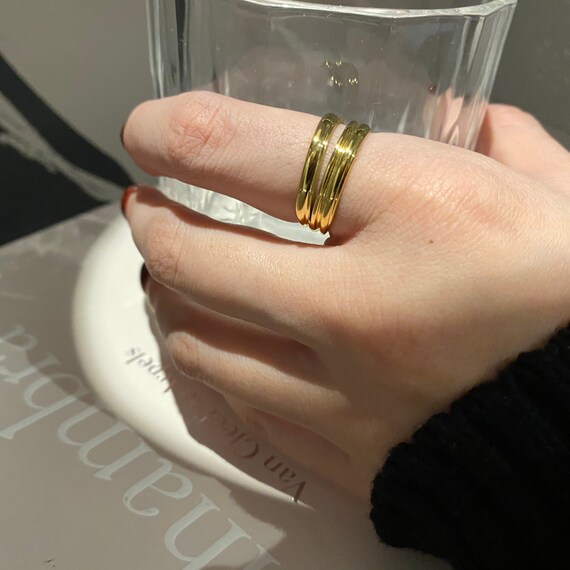 Stackable Gold Simple Band • Statement Layered Ri… - image 3
