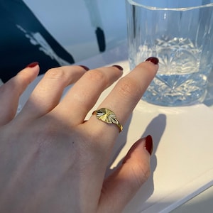 Signet Shiny Gold Ring • Circle Pinky Ring 18k • Minimalistic pinky Dome