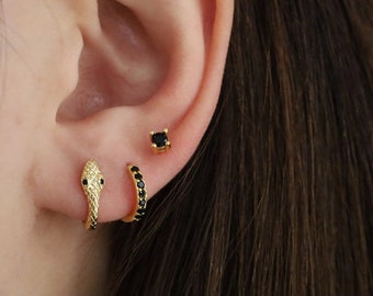 Onyx Earring Set Gift Stack Colour Gem Dainty Stud Earrings •  Tiny 18k Gold filled Hypoallergenic •  Simple Gift For Her