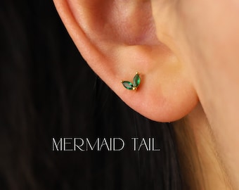 Emerald Earring Set Gift Stack Colour Gem Dainty Stud Earrings •  Tiny 18k Gold filled Hypoallergenic •  Simple Gift For Her