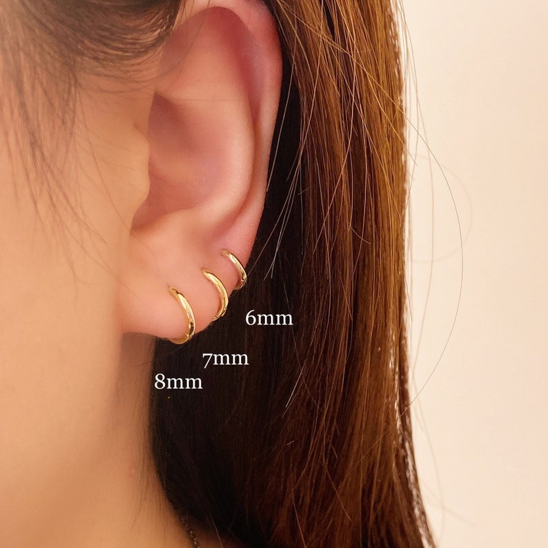Tiny Simple Hoop Earrings • 14k Gold Dainty Earrings • Huggie Hoops Earrings •  Patterned Earrings • Minimalist Earrings • Gift for Her 