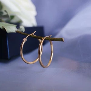 Titanium Gold Hoops Hypoallergenic 18k Gold Hoop Earrings Simple Everyday 18k Gold Nickel Free Minimalistic Chic Dainty image 5