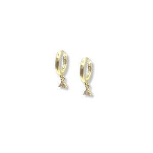 Tiny Triangle Huggie Hoop Earrings • 14k Gold Dainty Earrings • Huggie Hoops Earrings •  925 SilverEarrings • Minimalist Earrings