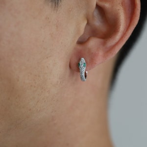 Snake Titanium Silver Earring Unisex • Couples Earrings Hypoallergenic • 925 Silver 18k Gold Plated • Titanium Fill Nickle Free