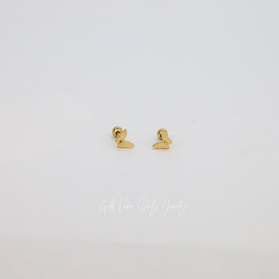 20G Screw Back Stud Earring Solid 925 Silver Stud… - image 4