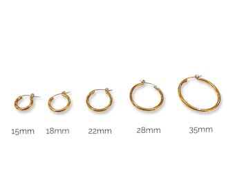 Titanium Gold Hoops • Hypoallergenic 18k Gold Hoop Earrings • Simple 18k Gold Plated Titanium • Fill Nickle Free Minimalistic • Chic Dainty
