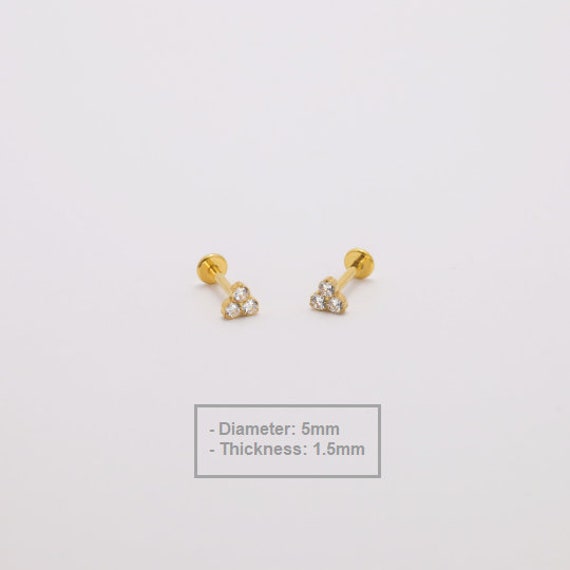 Threadless Push Pin Flat Back Labret 16G/18G/20G … - image 3