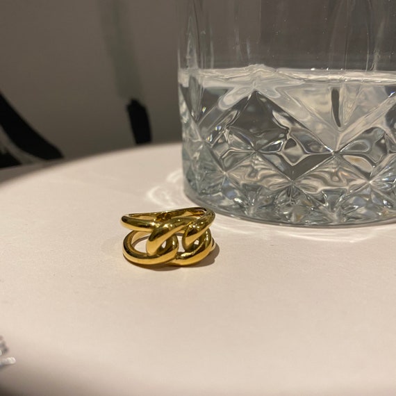 Thick Chain Ring Gold • Chunky Statement Ring 18k… - image 2