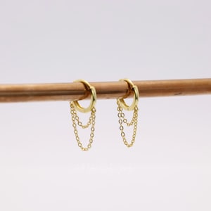 Orecchino a cerchio in oro 18k • Orecchino a lobo pendente a pila Conch Labret Helix Conch Lobo Parte posteriore piatta • Ipoallergenico • Orecchino a cerchio