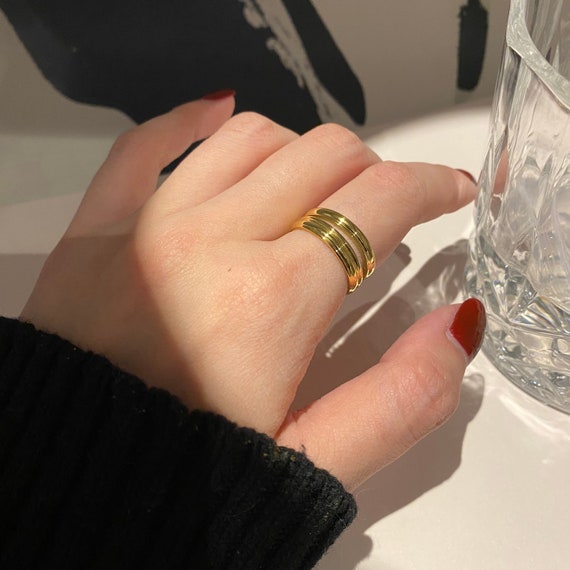 Stackable Gold Simple Band • Statement Layered Ri… - image 2
