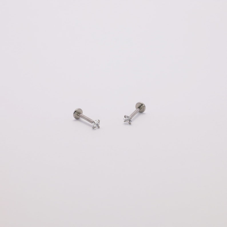 Threadless Push Pin Flat Back Labret 16G/18G/20G Stud Earrings Titanium Nickel Free Tragus Conch Labret Helix Conch Everyday Earrings image 4