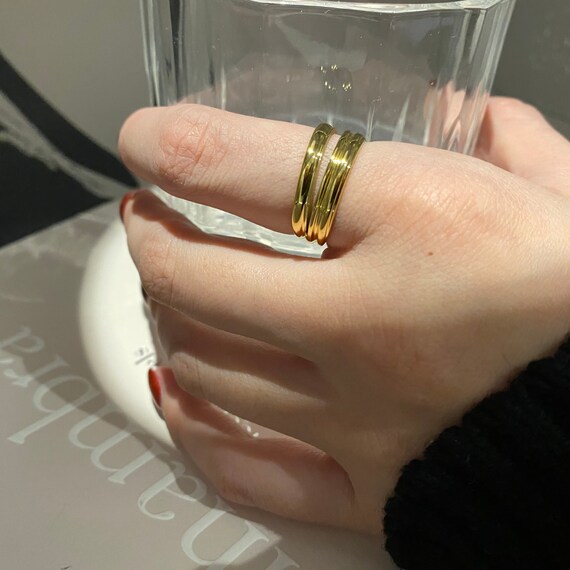 Stackable Gold Simple Band • Statement Layered Ri… - image 6