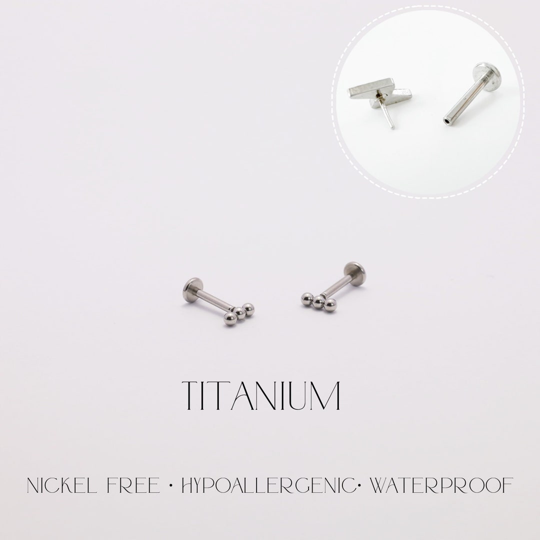 Threadless Push Pin Flat Back Labret 16G/18G/20G Stud Earrings Titanium Nickel Free Tragus Conch