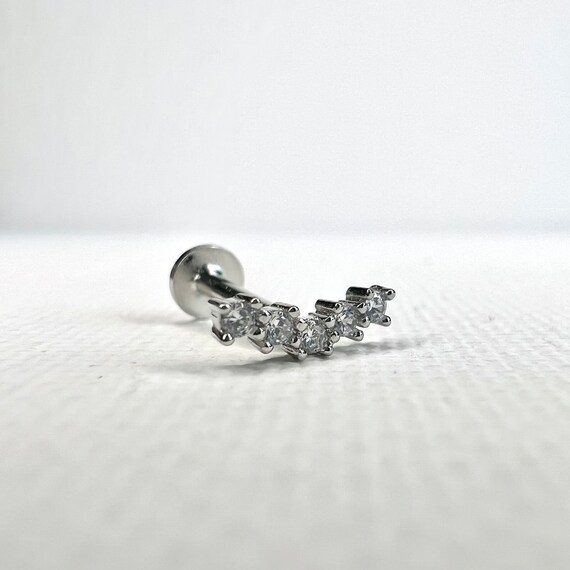 18G Flat Back Solid 925 Silver Stud  • Tragus Con… - image 3