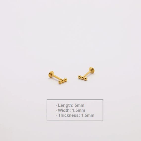 Threadless Push Pin Flat Back Labret 16G/18G/20G … - image 3