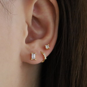 Crystal Earring Set Gift Stack Colour Gem Dainty Stud Earrings •  Tiny 18k Gold filled Hypoallergenic •  Simple Gift For Her