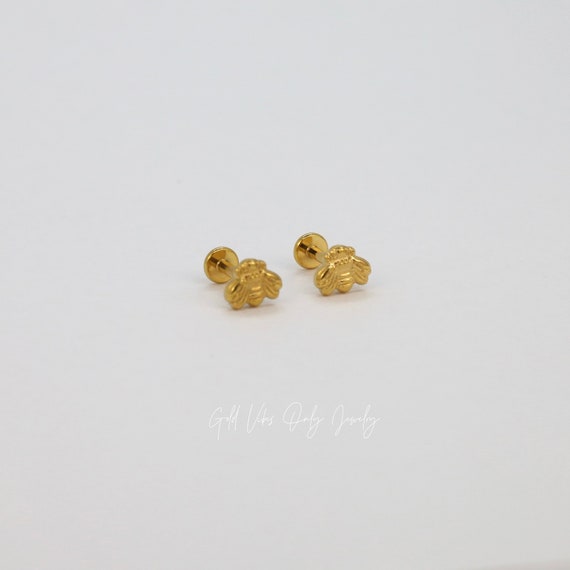 Bee Stud Earring 18G Flat Back Solid 925 Silver S… - image 4