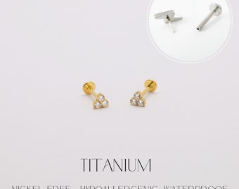 Threadless Push Pin Flat Back Labret 16G/18G/20G Stud Earrings Titanium Nickel Free • Tragus Conch Labret Helix Conch • Everyday Earrings