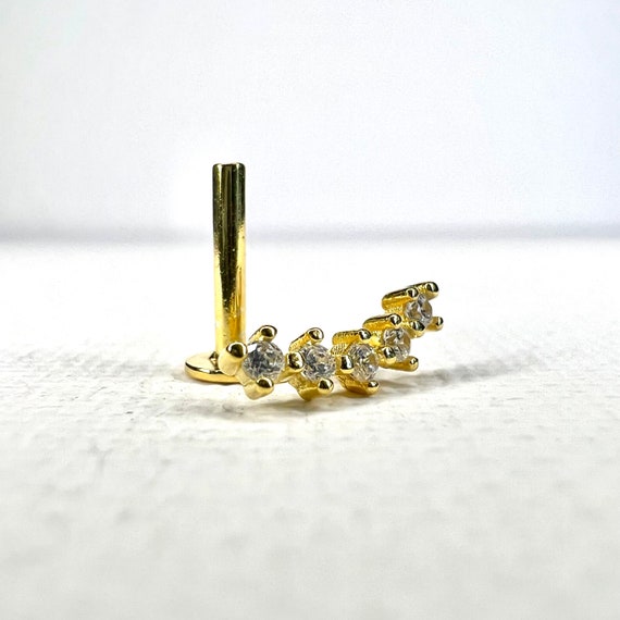 18G Flat Back Solid 925 Silver Stud  • Tragus Con… - image 1