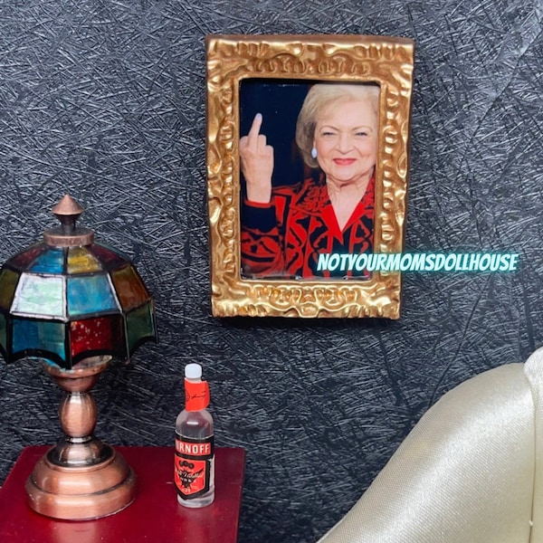 The “Betty Flipping You Off” Dollhouse Miniature Frame, Magnet or Pin