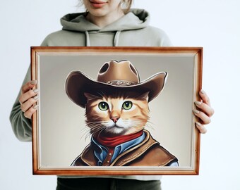 Lienzo gatito vaquero