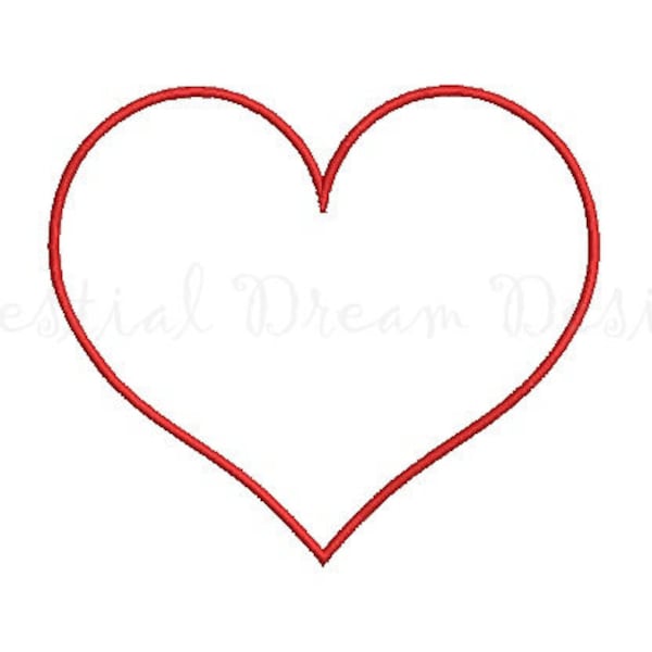 Heart Outline Machine Embroidery Design - 10 SIZES - Instant Download