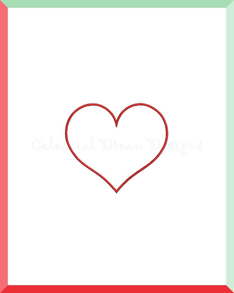 Heart Outline Machine Embroidery Design 10 SIZES Instant Etsy
